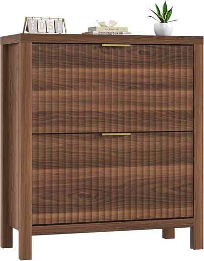 YOMILUVE Shoe Cabinet Storage for Entryway, Fluted Shoe Cabinet - Image 9