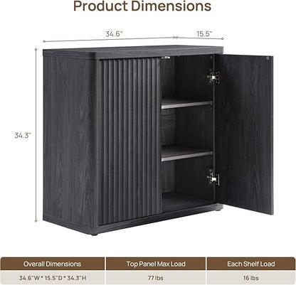 SICOTAS Buffet Cabinet with Storage 34.6" Sideboard Accent Modern Credenza with - Image 2