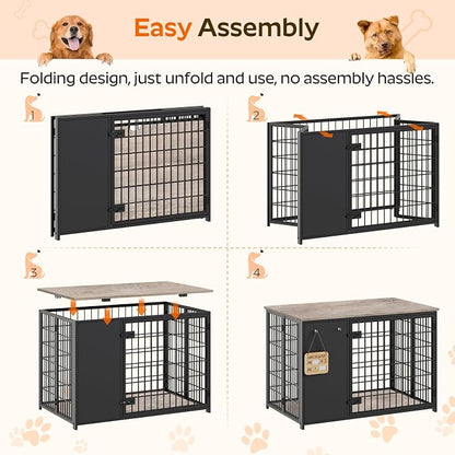 YATINEY Foldable Dog Crate Furniture, Dog Crate - Image 3