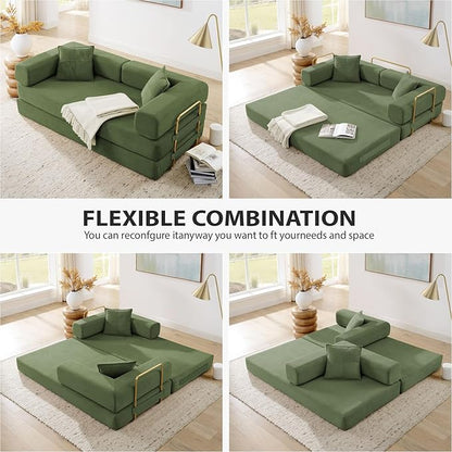 4-in-1 Folding Convertible Sofa Bed, 78 Inch Oversized Corduroy Upholstered - Image 3