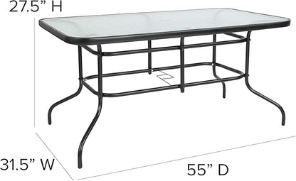 Flash Furniture Lila 7-Piece Glass Patio Table and Chairs Set, Outdoor Patio - Image 5