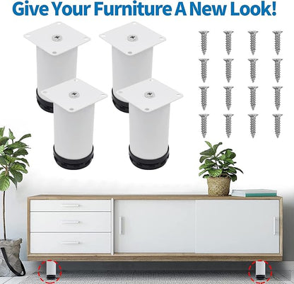 4 Inch Metal Furniture Legs Stainless Steel Adjustable Legs White Metal Legs - Image 2