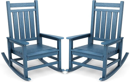 SERWALL Oversized Outdoor Rocking Chair Set of 2, HDPE Rocker by SERWALL