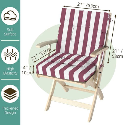 Outdoor Chair Cushions Set of 2, High Back Soft Seat Pad, Indoor Outside Use - Image 9