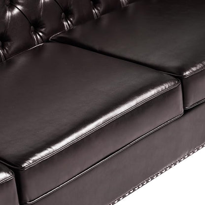 LEVNARY Chesterfield Chair Leather, Upholstered Sofa Chair - Image 5