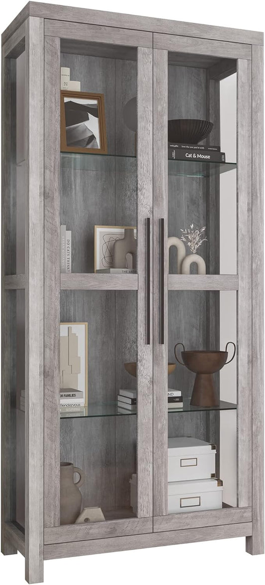 BELLEZE Glass Display Cabinet, Tall Curio Cabinet by BELLEZE