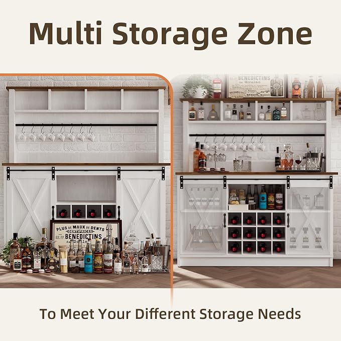 4ever2buy Farmhouse Coffee Bar Cabinet - Image 6