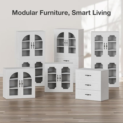 Buffet Cabinet with Storage, Modular Accent Sideboard Modern Credenza with DIY - Image 8