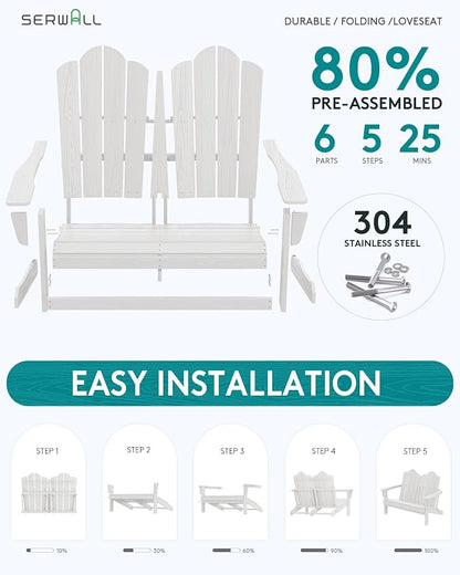 SERWALL 5 Pieces HDPE Patio Adirondack Chair Set, 2 Adirondack Chair - Image 4