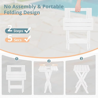 LUE BONA 27 inch Folding Side Table, HDPS Outside End Table - Image 5