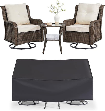 Wumiokio Patio Furniture Sets, 3 Pieces Wicker Outdoor Furniture by Wumiokio