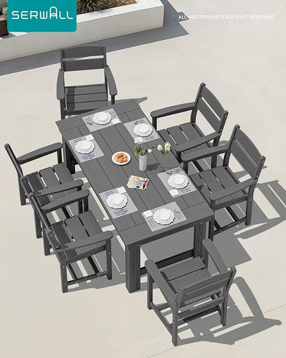 SERWALL Outdoor Dining Table Set, 67‘’ HDPE Patio Dining Set - Image 7