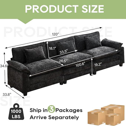Oprisen 120" Modular Sectional Sofa, Comfy Cloud Couch Sectional Sofa, Chenille - Image 2
