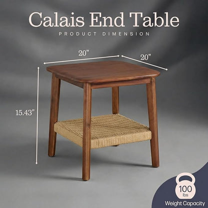Alaterre Furniture Calais 2-Tier Solid Wood End Table - Image 3