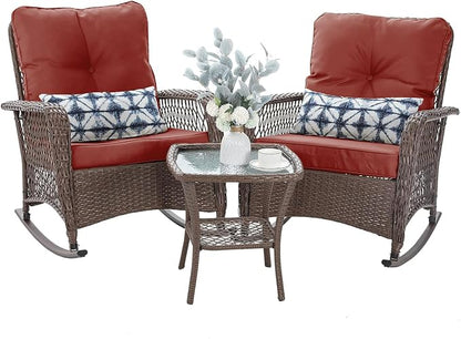 Patio Furniture Set 3 Pieces, Rocking Bistro Set by VonzoyHome