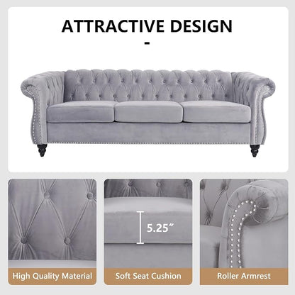QHITTY 2 Piece Living Room Set, Sectional Chesterfield Sofa Chair Contemporary - Image 4