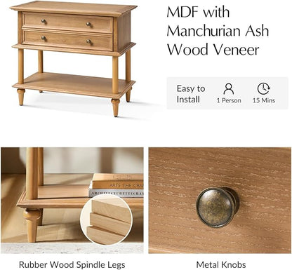HULALA HOME Farmhouse Nightstand - Image 3