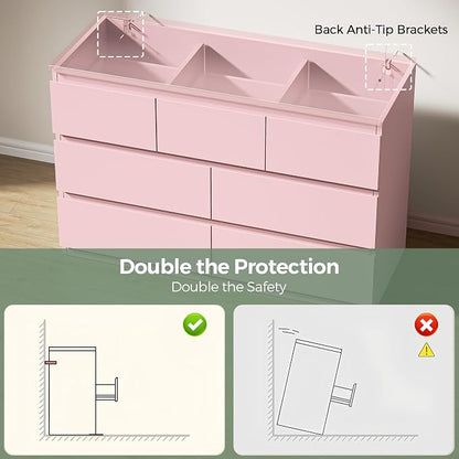 Jocoevol Modern Pink 7 Drawer Dresser - Image 7