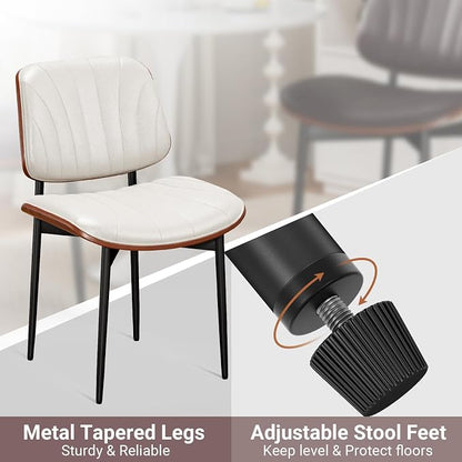 REONEY Dining Chairs Set of 4, Mid-Century Modern Upholstered PU Leather Chairs - Image 9