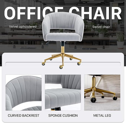 Home Office Chair Swivel Velvet Desk Chair Accent Armchair Upholstered Modern - Image 8
