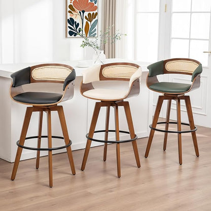 Set of 4 Rattan Swivel Counter Stools - Image 6