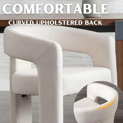 RIVOVA Modern Barrel Dining Chairs Set of 4, Linen Upholstered Accent Side Chair - Image 4