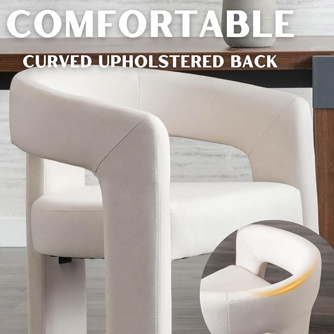 RIVOVA Modern Barrel Dining Chairs Set of 5, Linen Upholstered Accent Side Chair - Image 4
