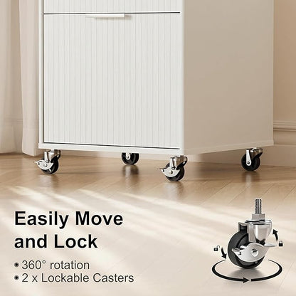 3 Drawers Fluted Mobile File Cabinet - Image 5