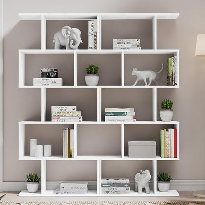 Cozy Castle Set of 2 Geometric Bookcase, S-Shaped Modern Bookshelf, Room - Image 3