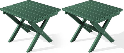 SERWALL Folding Outdoor Side Table Set of 2, Portable Adirondack Side Table by SERWALL