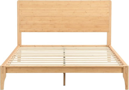 Merax Queen Size Bamboo Platform Bed, Mid-Century Modern Bed Frame - Image 6