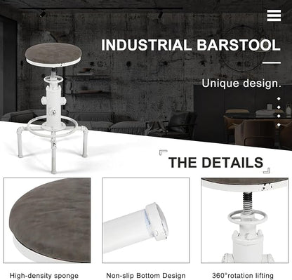 Topower Antique Vintage Industrial Barstool PU Leather Water Pipe Fire Hydrant - Image 6
