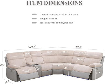 Power Recliner Sectional Sofa, Sectional Couch - Image 2
