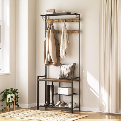 YATINEY Coat Rack Shoe Bench, 4-in-1 Hall Tree - Image 3