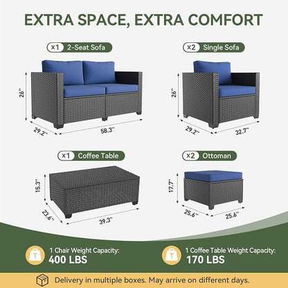 Aoxun 7 Piece Outdoor Patio Furniture Set 6 Seats, Outdoor Sectional - Image 8