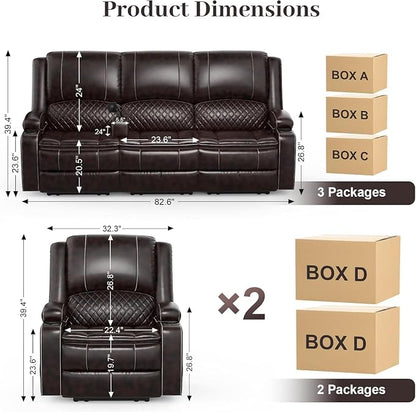 Yolsali 3 Seater Recliner Sofa Set - Image 2
