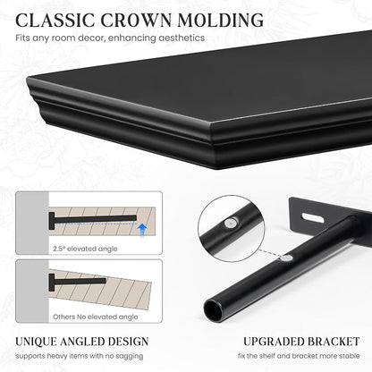 Fun Memories Floating Shelves 48 Inch Long, 9.3 Inch Deep Classic Crown Molding - Image 3