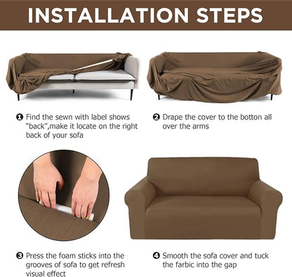 Peryiter 2 Pcs Sofa Covers Couch and Loveseat Covers Set Stretch Sofa Slipcover - Image 3