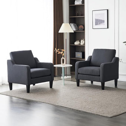 VINGLI Accent Chairs Set of 2 Living Room Chairs Dark Grey Reading Chair by VINGLI