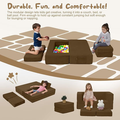 MeMoreCool Modular Kids Couch, Corduroy Play Toddler Couch - Image 3