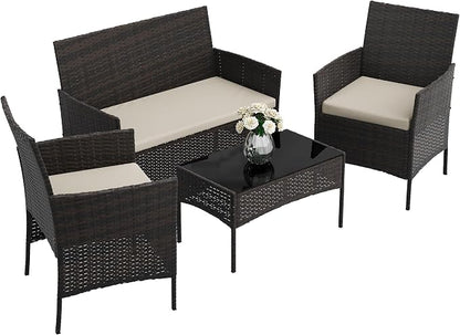 4-Piece Patio Furniture Set, Outdoor Wicker Conversation Set - Image 7