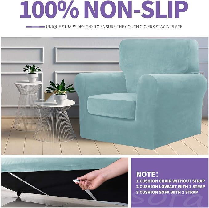 ZNSAYOTX Oversized Velvet 3 Piece Couch Cover - Image 5