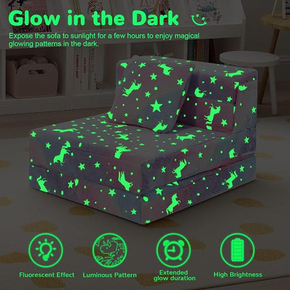 MeMoreCool Glow Rainbow Unicorn Tri-fold Sofa Bed - Image 8