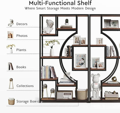 HolliWill 70.8" Tall Bookshelf Set of 2, Etagere Bookcase - Image 9