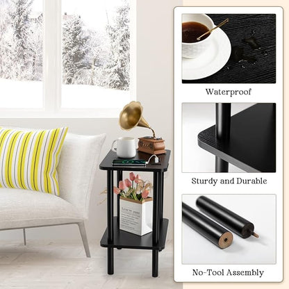 FORAOFUR End Table with Charge Station, Narrow Side Table - Image 7