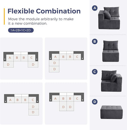 MAXYOYO 129.5" Modular Sectional Sofa Couch, U Shaped Modern Cloud Couch - Image 9