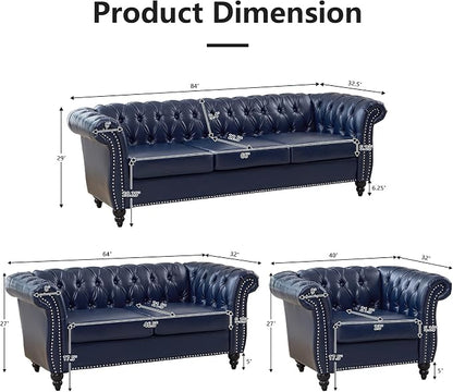 QHITTY 2 Piece Living Room Set, Chesterfield Sectional Sofa Chair Contemporary - Image 2