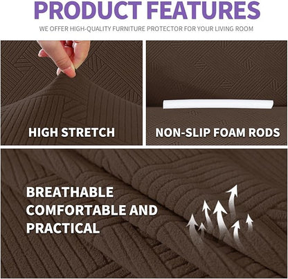 ZNSAYOTX Super Stretch Sofa Cover, New Striped Sofa Covers Fitted Slipcovers - Image 4