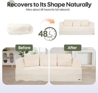 COMAX Futon Sofa Bed Queen, 4 in 1 Folding Boneless Sleeper Corduroy Couch - Image 7