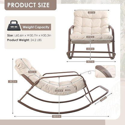 RADIATA 2pcs Rocking Lounge Chair, Indoor Outdoor Reclining Lounger - Image 2